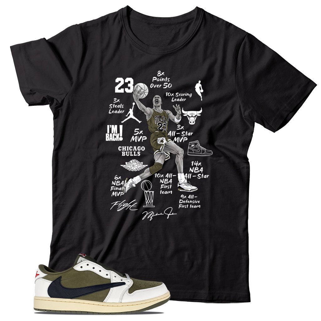 Jordan 1 Low Travis Scott Medium Olive shirt