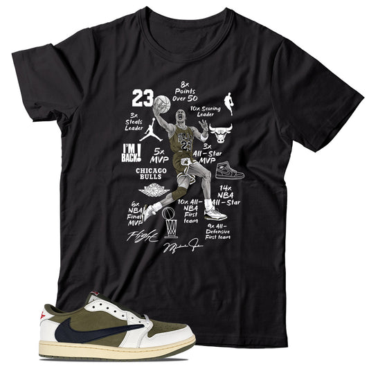 Jordan 1 Low Travis Scott Medium Olive shirt