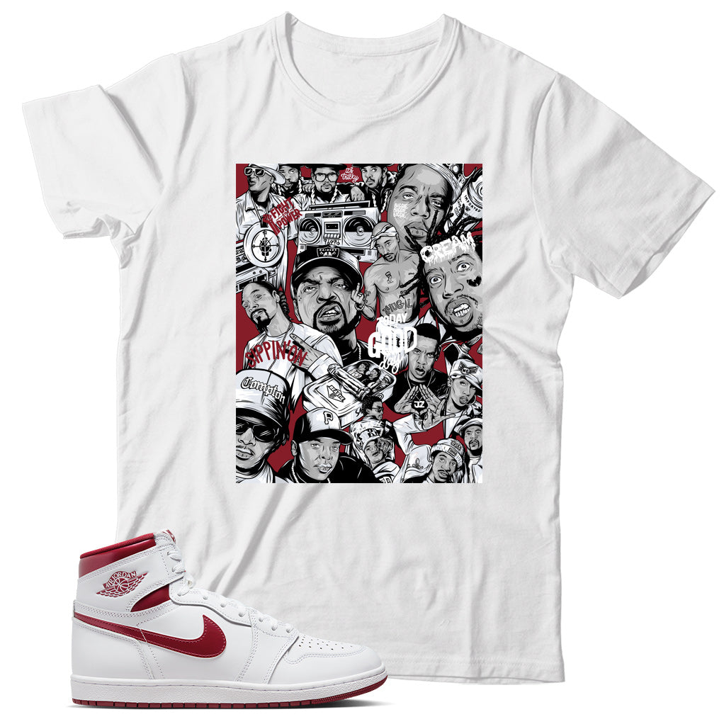 Jordan 1 Metallic Burgundy shirt