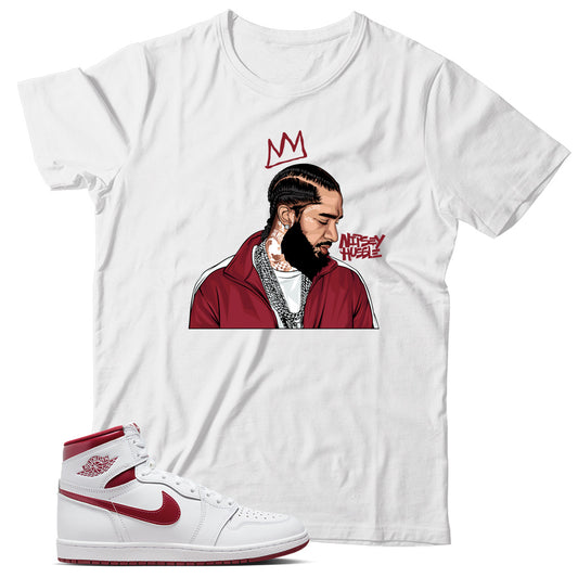 Jordan 1 Metallic Burgundy shirt