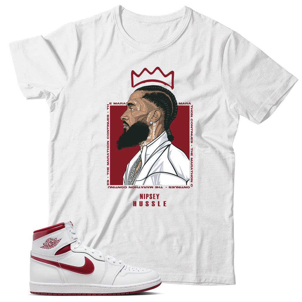 Jordan 1 Metallic Burgundy shirt