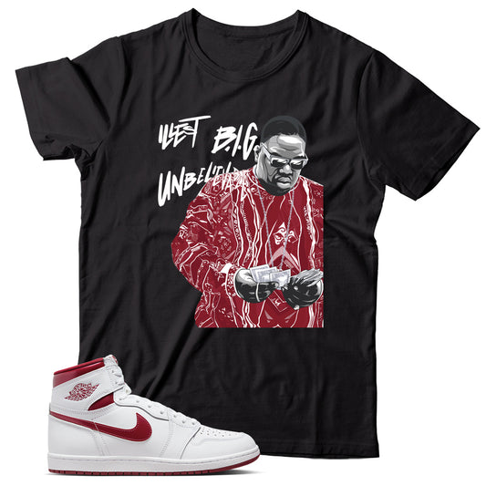 Jordan 1 Metallic Burgundy shirt