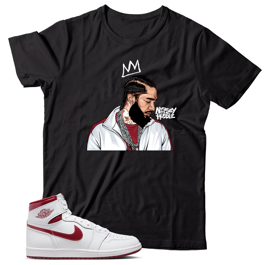 Jordan 1 Metallic Burgundy shirt