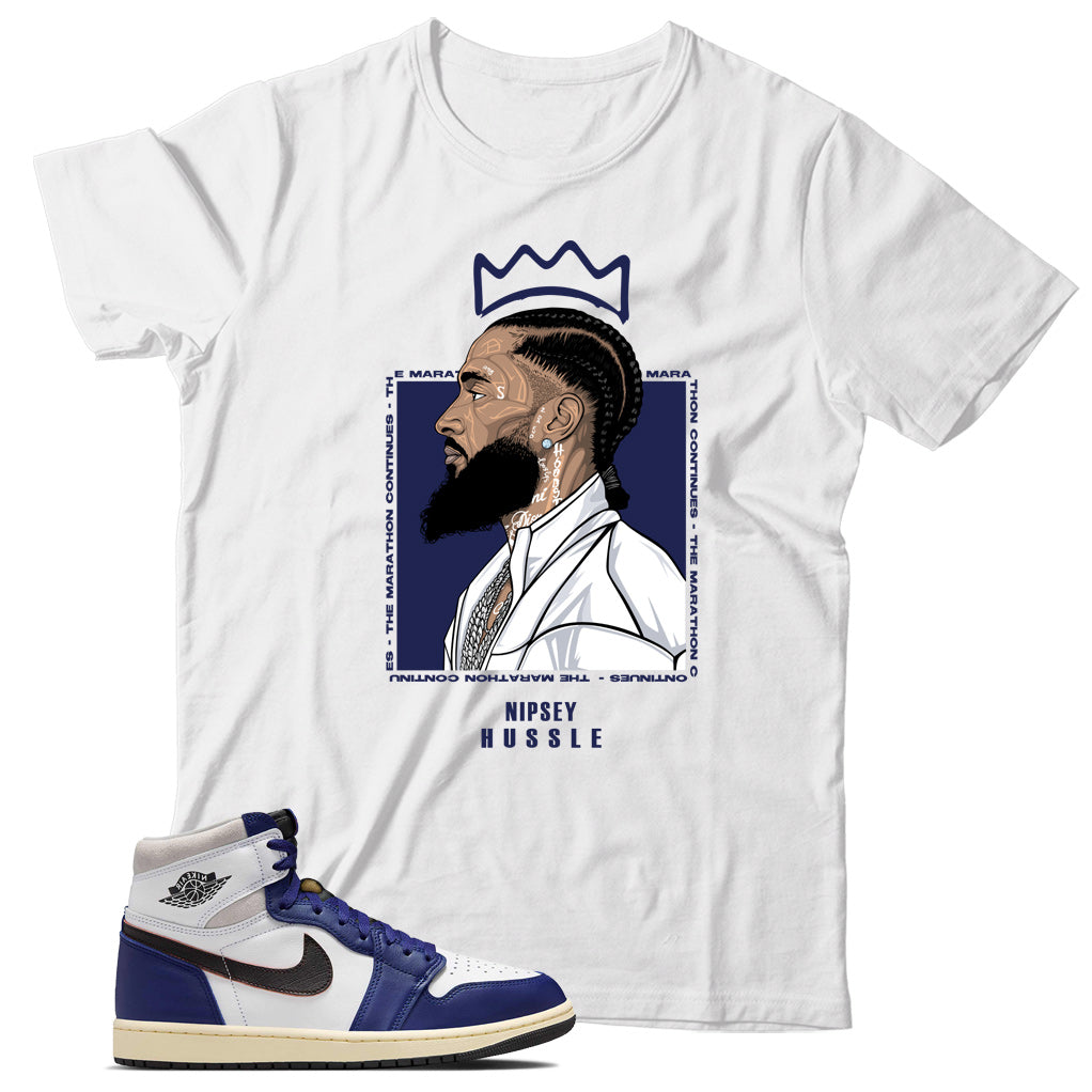 Jordan 1 Rare Air Deep Royal Blue shirt