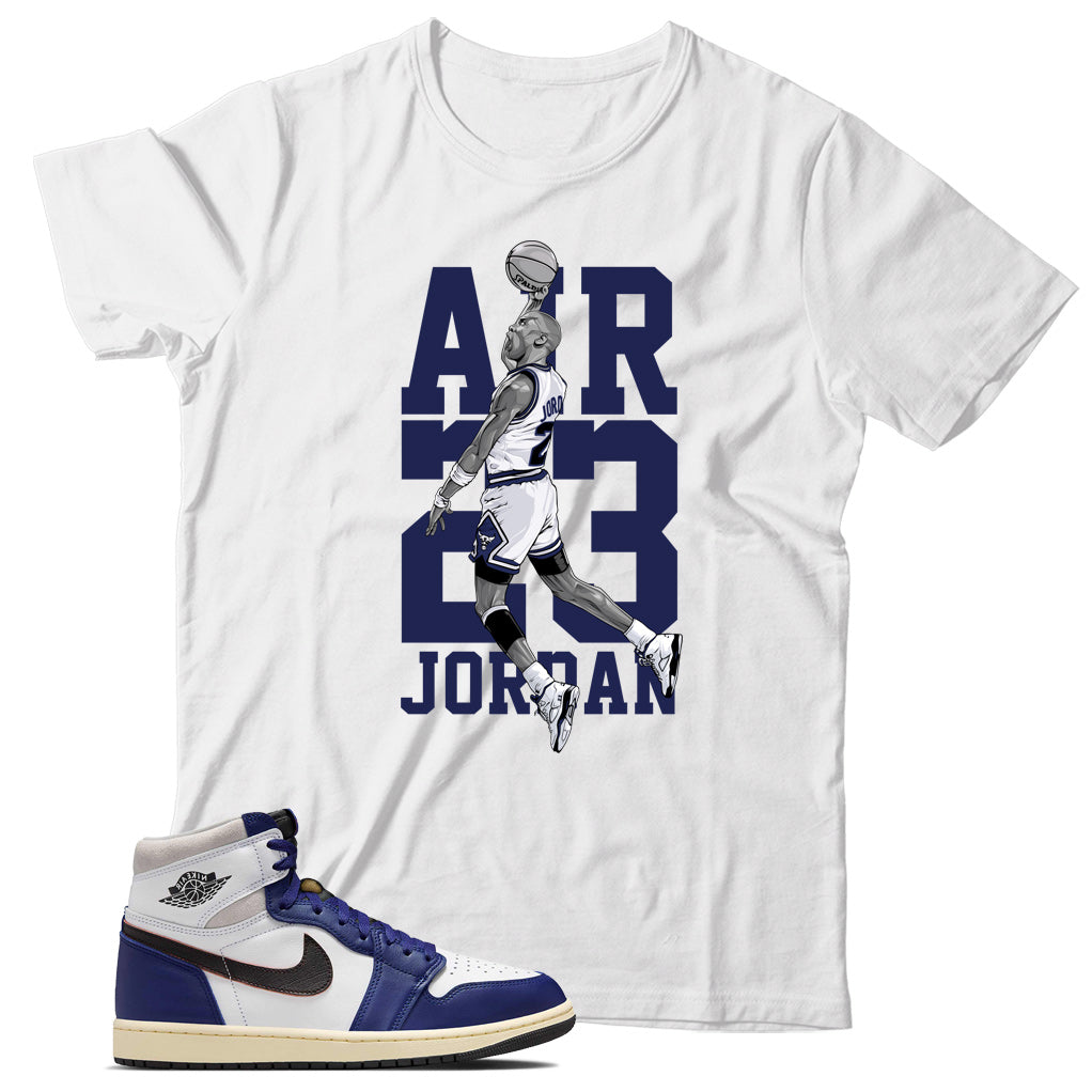 Jordan 1 Rare Air Deep Royal Blue shirt