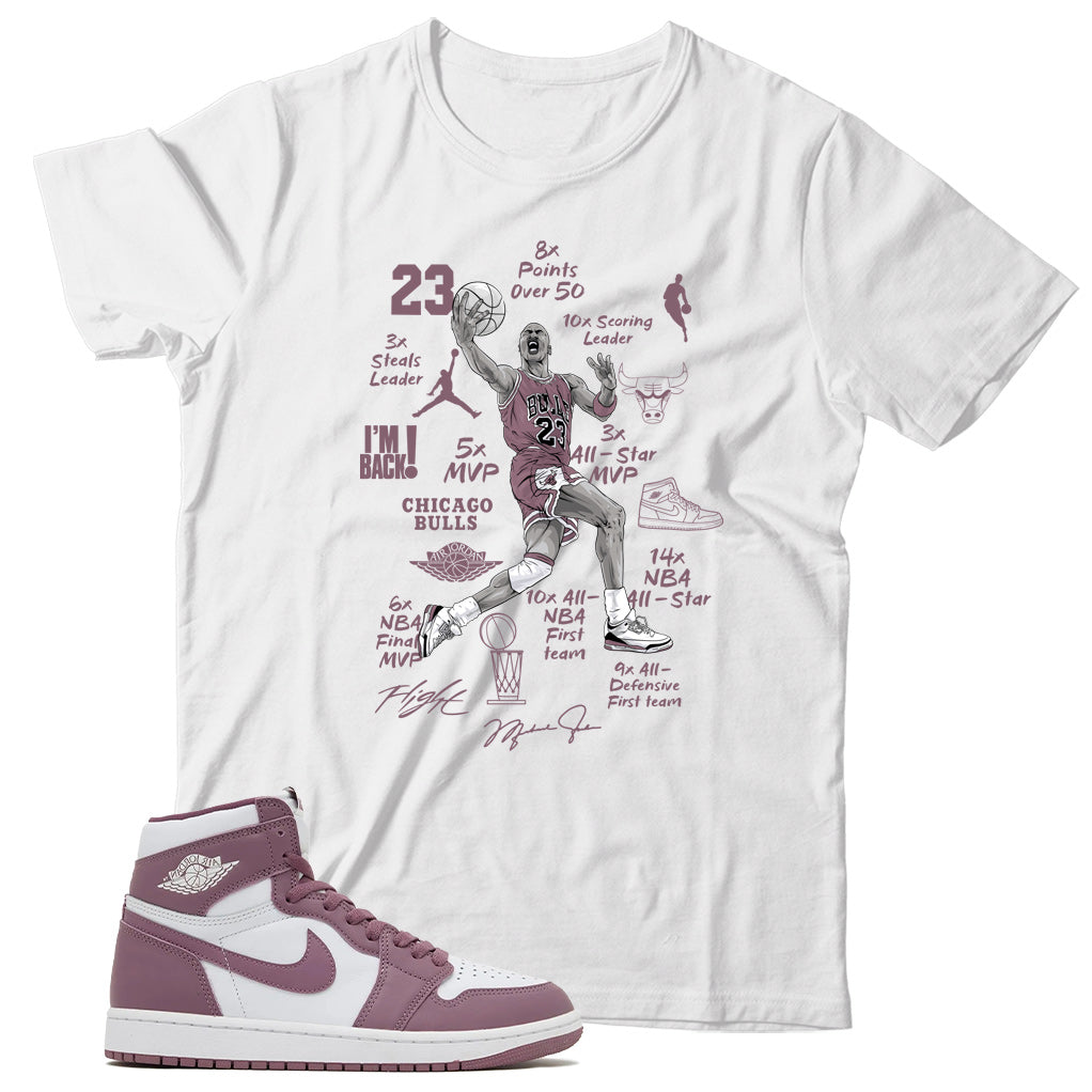 Jordan 1 Sky J Mauve shirt