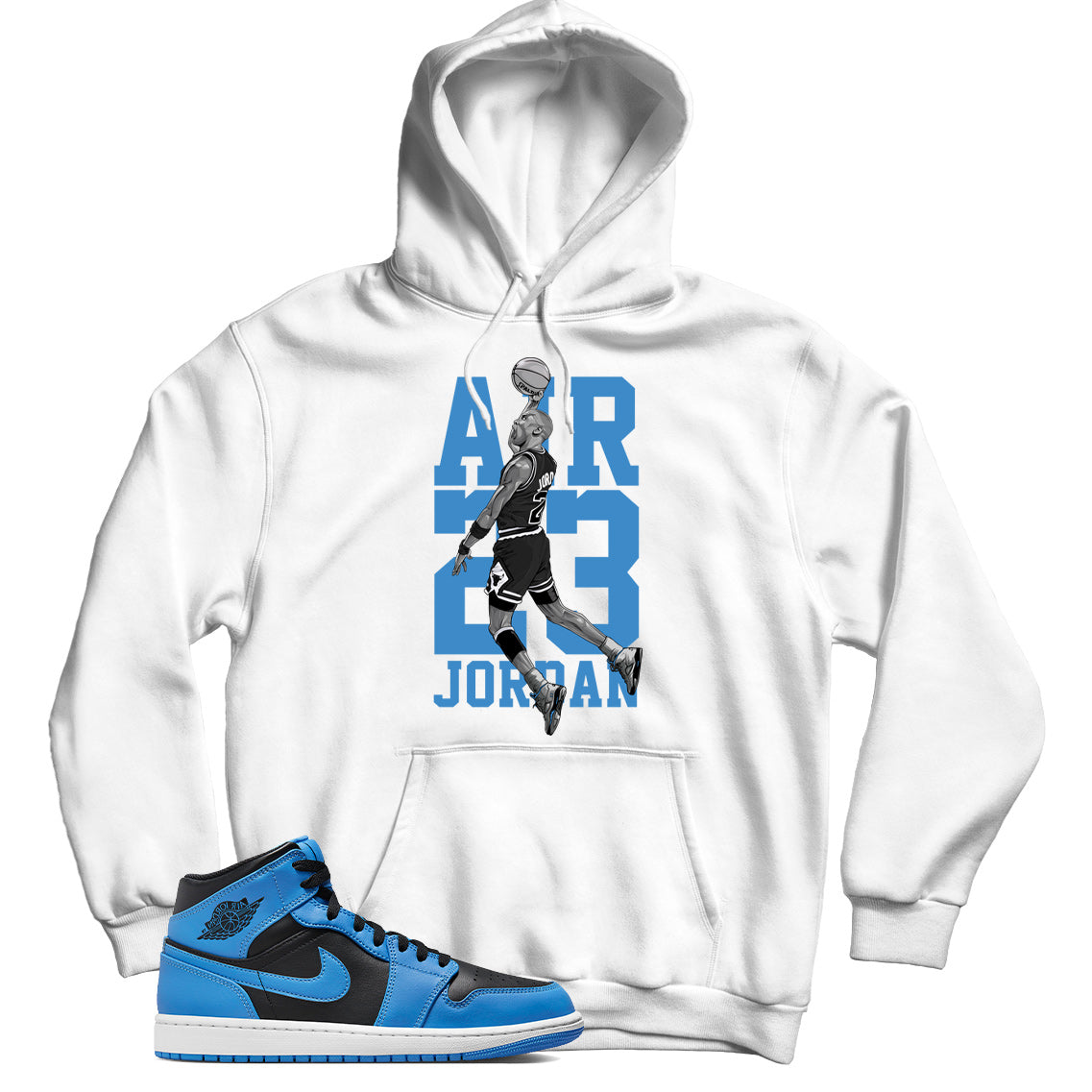 Jordan 1 Mid University Blue hoodie