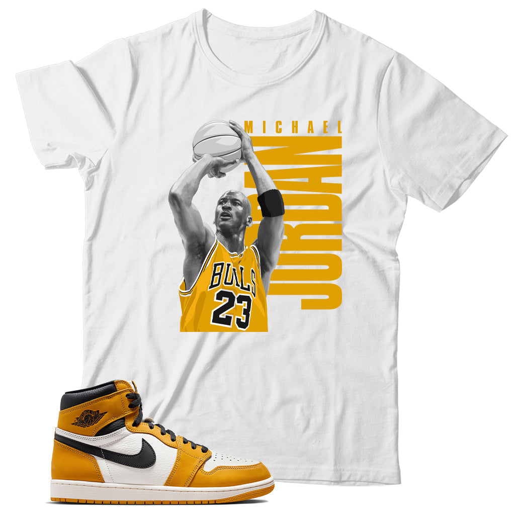 Jordan 1 Yellow Ochre shirt