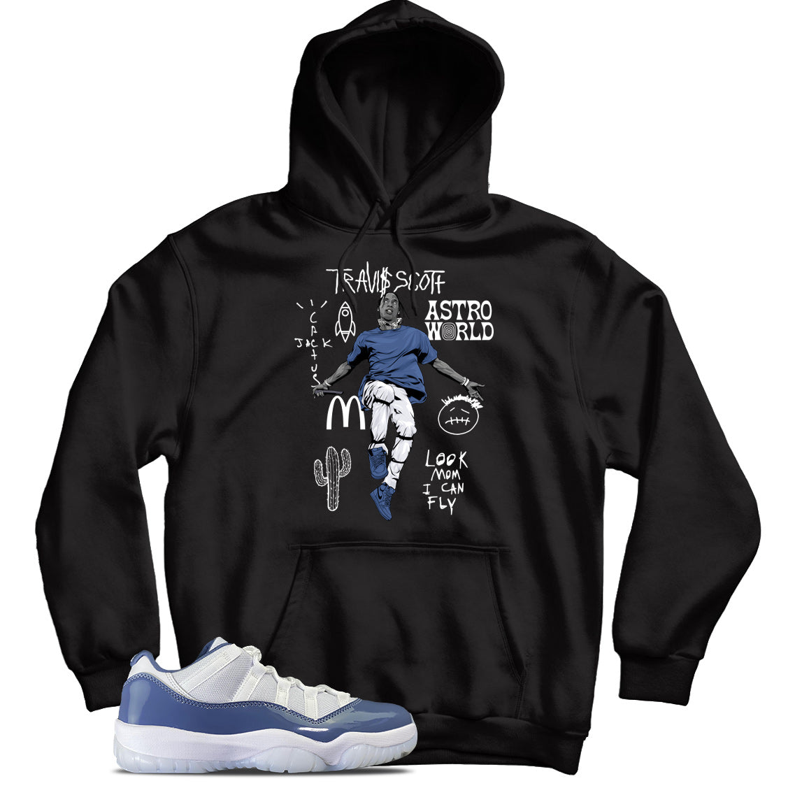 Hoodie Match Jordan 11 Low Diffused Blue