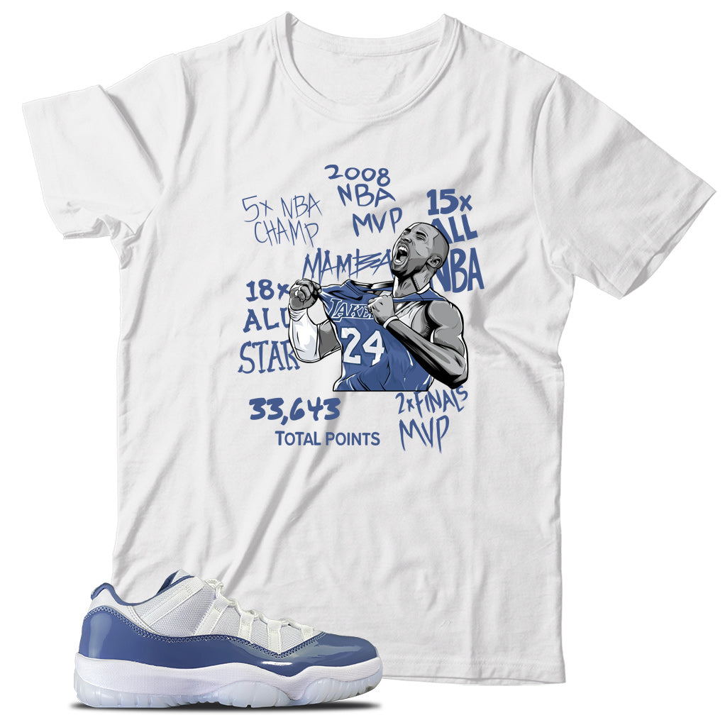 Jordan 11 Low Diffused Blue shirt