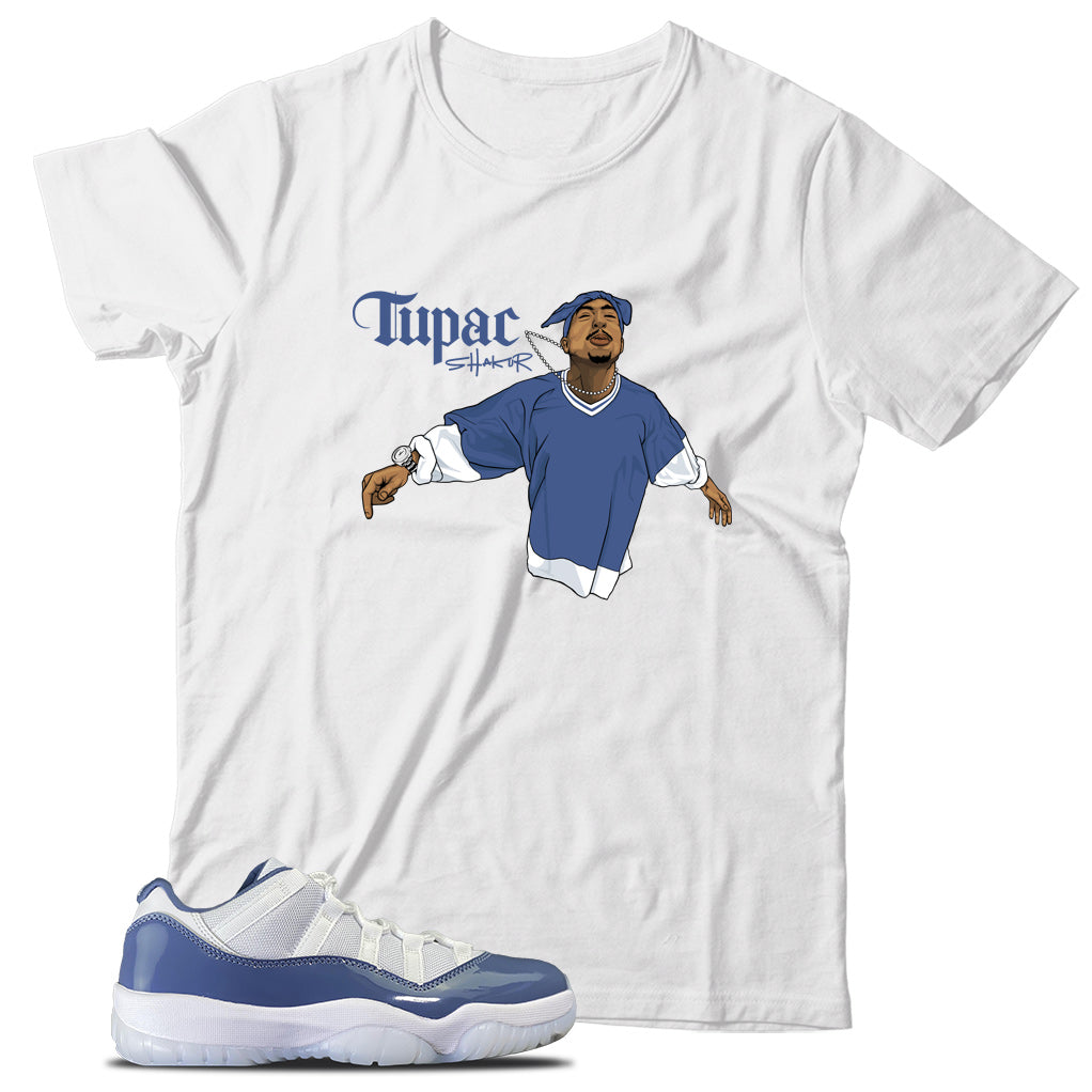 Jordan 11 Low Diffused Blue shirt