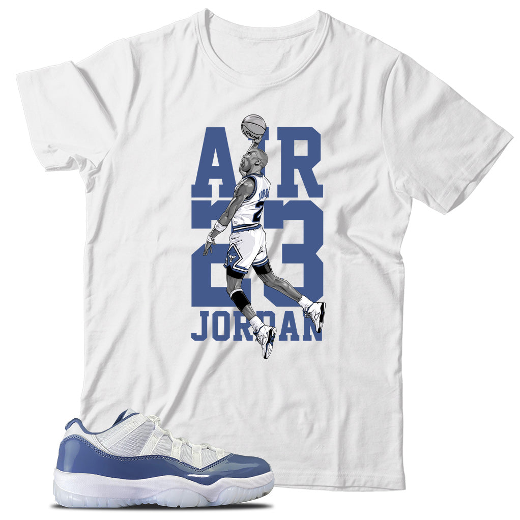 Jordan 11 Low Diffused Blue shirt