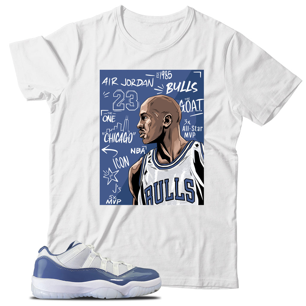 Jordan 11 Low Diffused Blue shirt