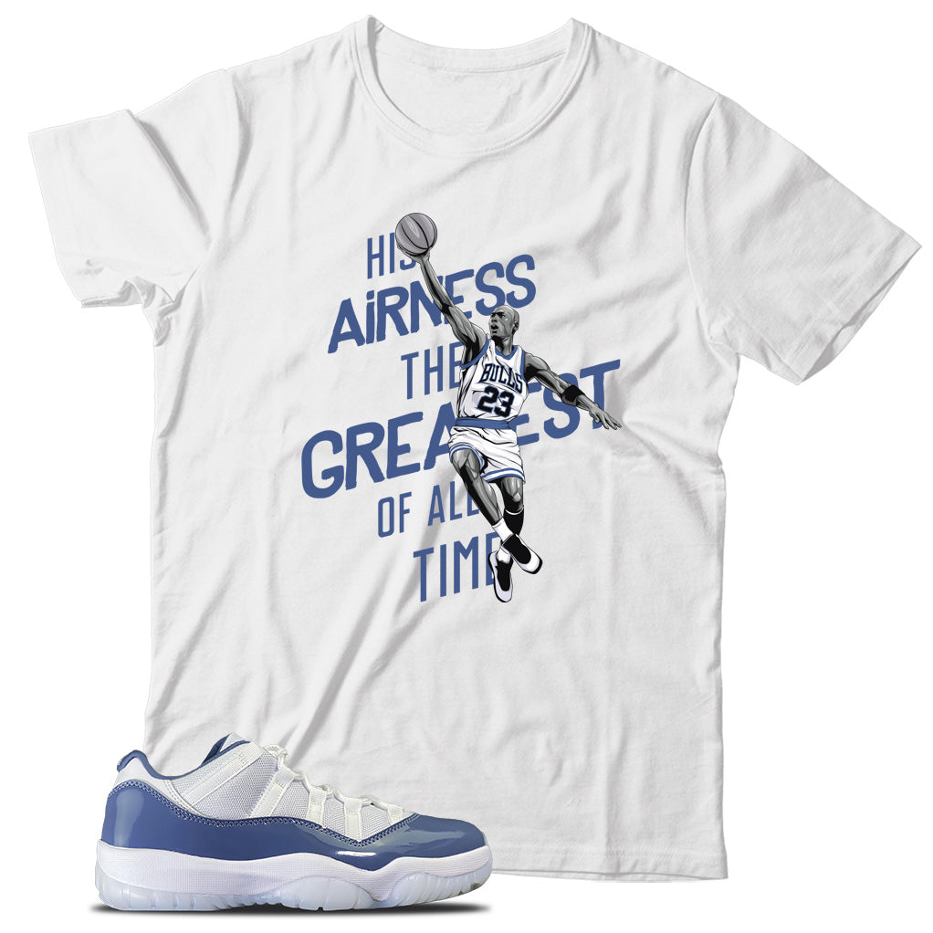 Jordan 11 Low Diffused Blue shirt