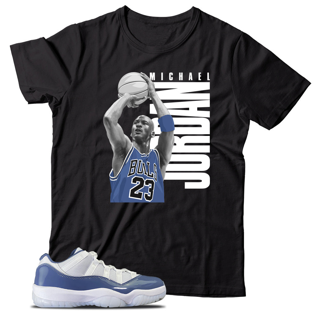 Jordan 11 Low Diffused Blue shirt