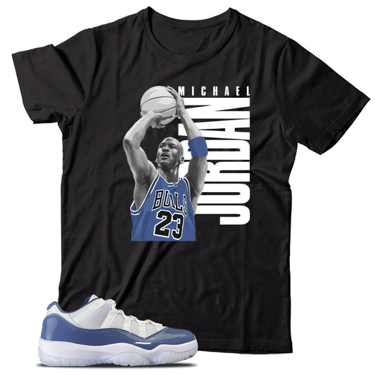 Jordan 11 Low Diffused Blue shirt