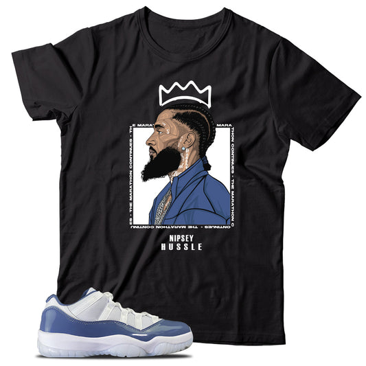 Jordan 11 Low Diffused Blue shirt