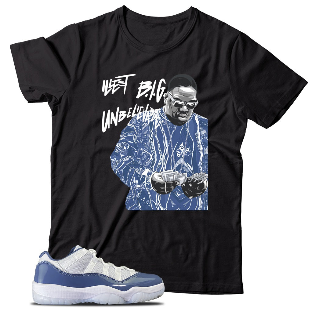 Jordan 11 Low Diffused Blue shirt