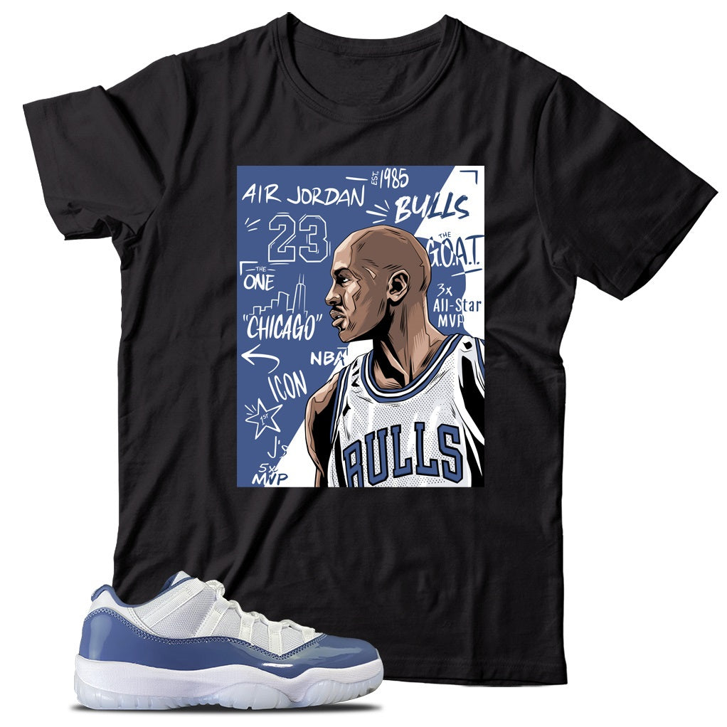 Jordan 11 Low Diffused Blue shirt