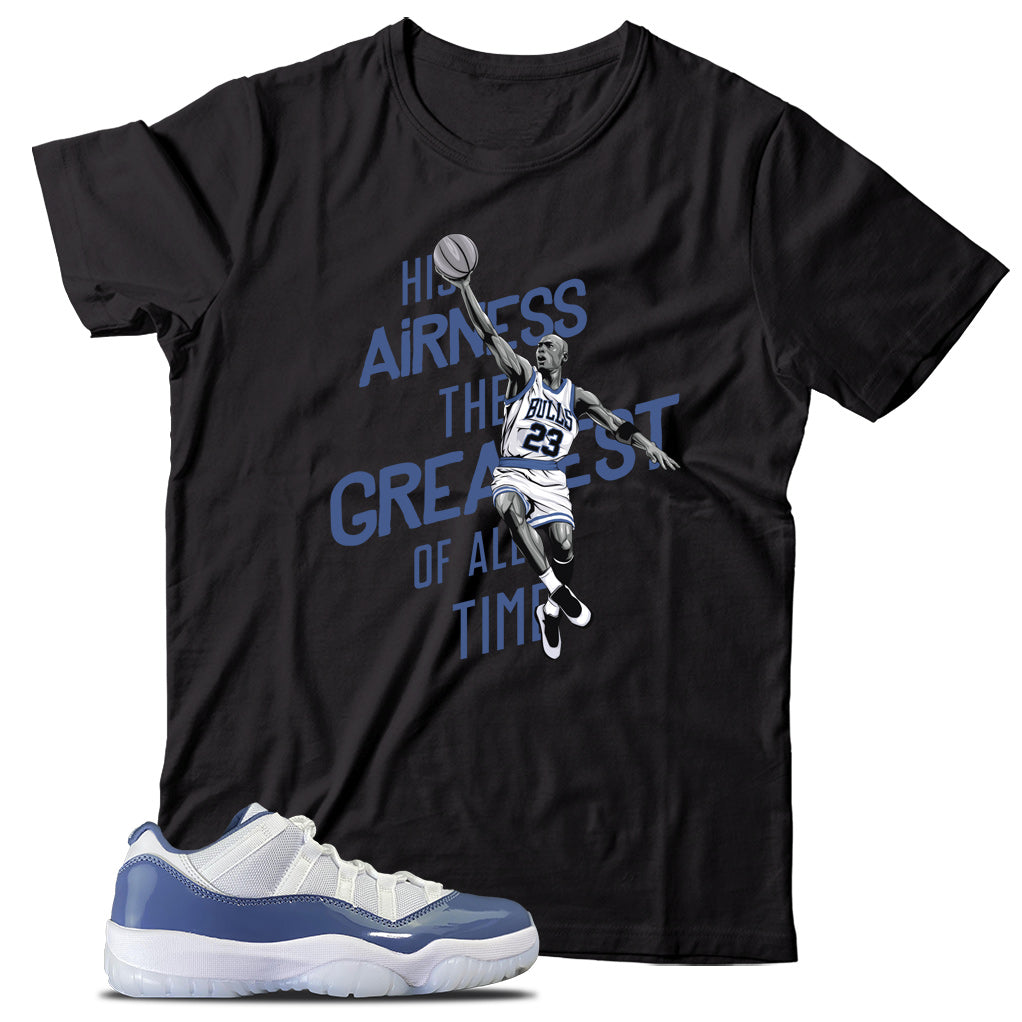 Jordan 11 Low Diffused Blue shirt