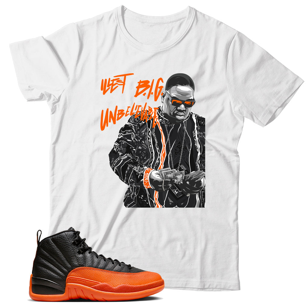 Jordan 12 Brilliant Orange shirt