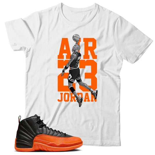 Jordan 12 Brilliant Orange shirt