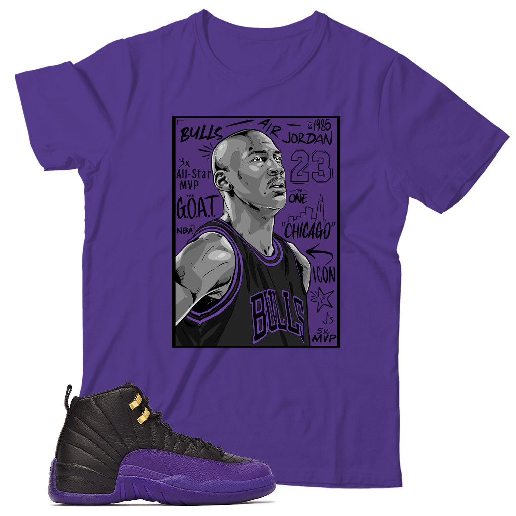 Jordan 12 Field Purple shirt