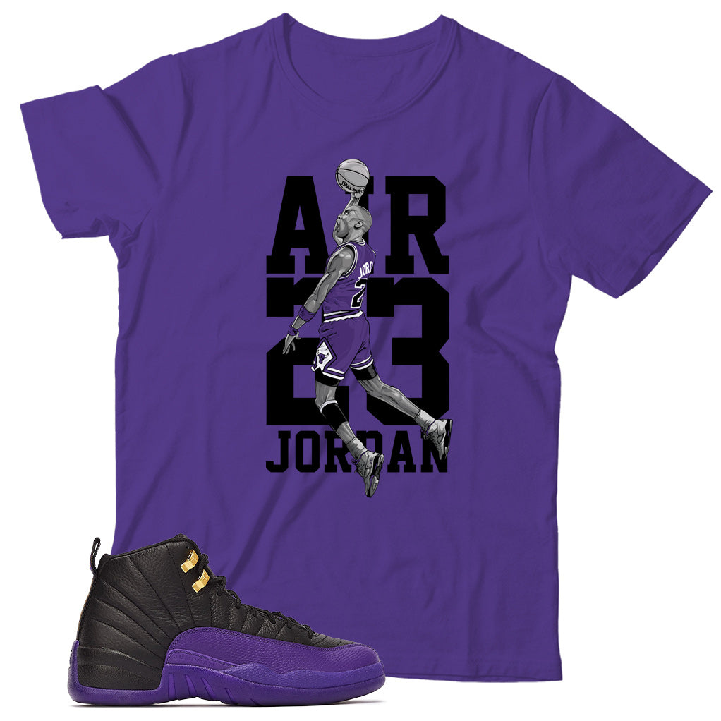 Jordan 12 Field Purple shirt