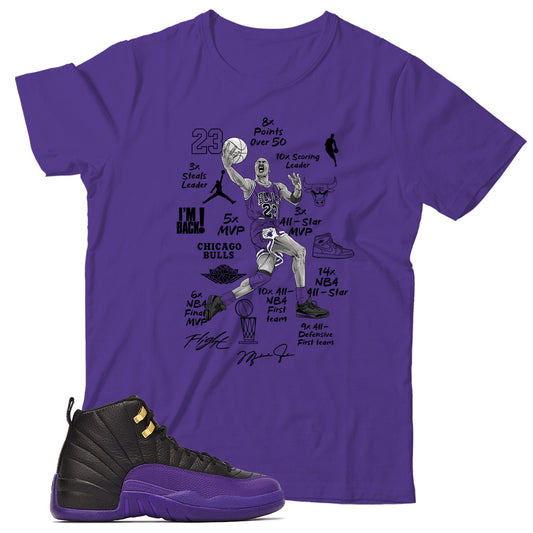 Jordan 12 Field Purple shirt