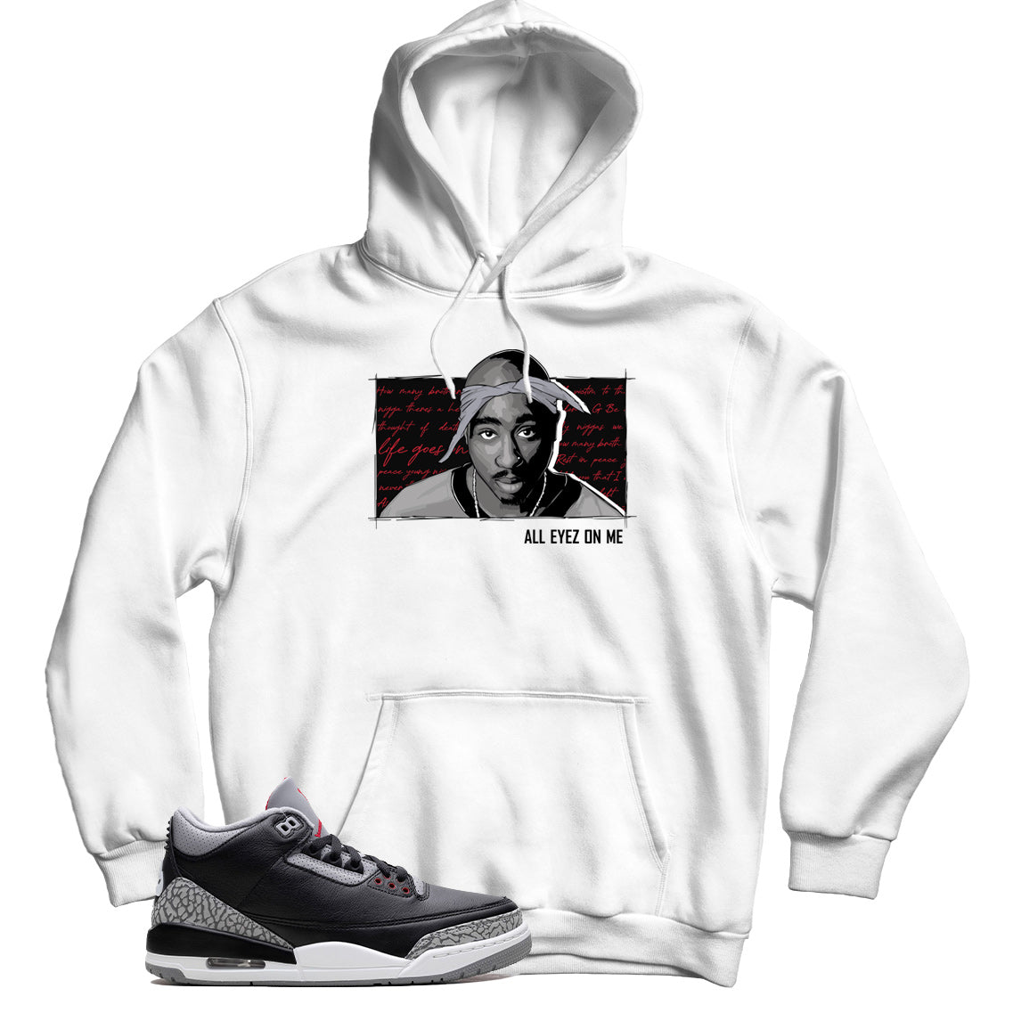 Hoodie Match Jordan 3 Black Cement