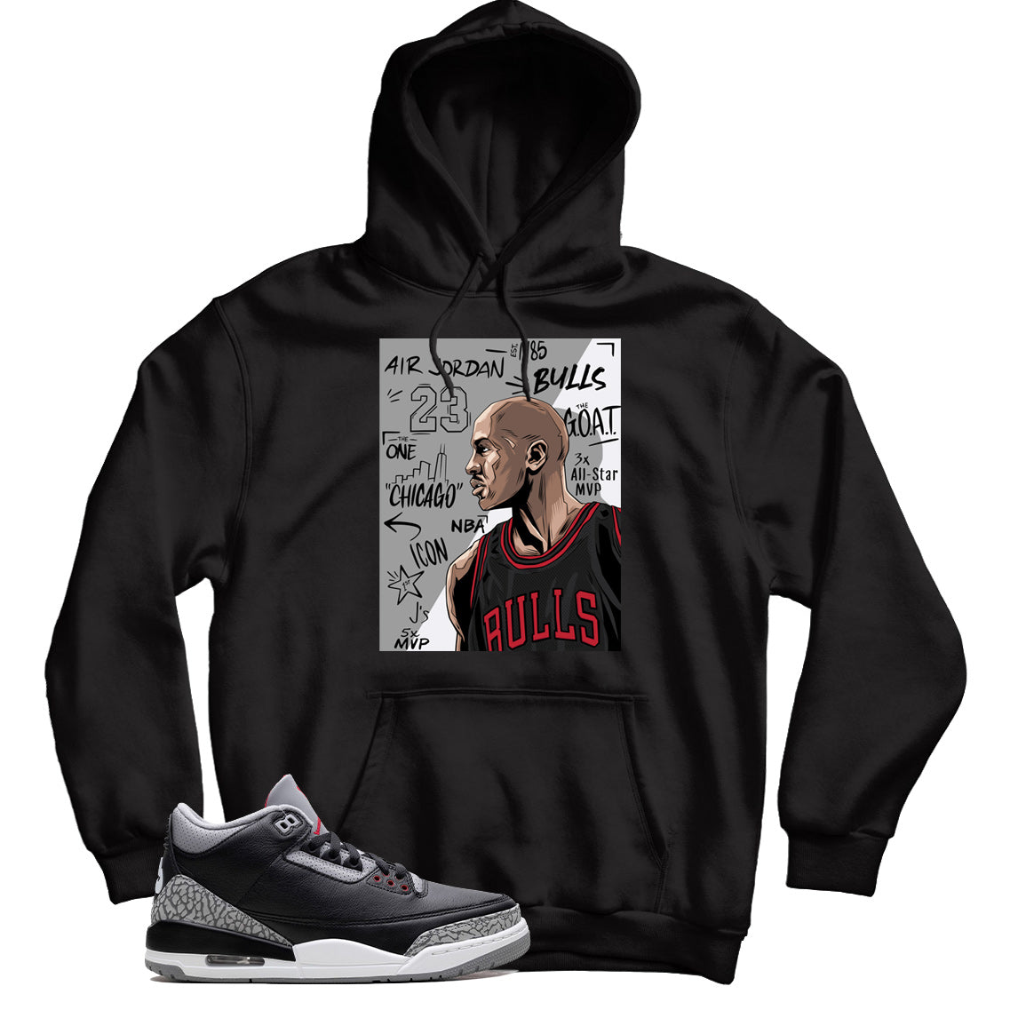 Jordan 3 Black Cement hoodie