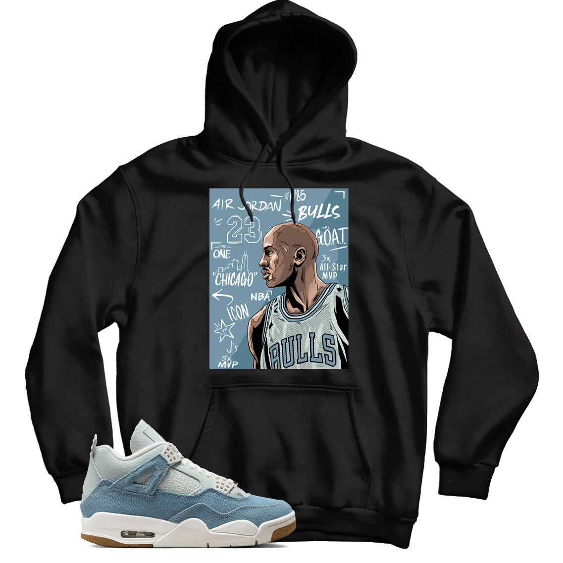 Jordan 4 Denim Worn Blue hoodie