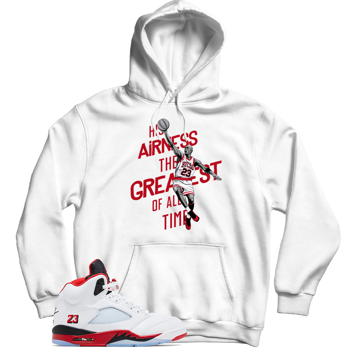 Jordan 5 Fire Red Black Tongue Hoodie
