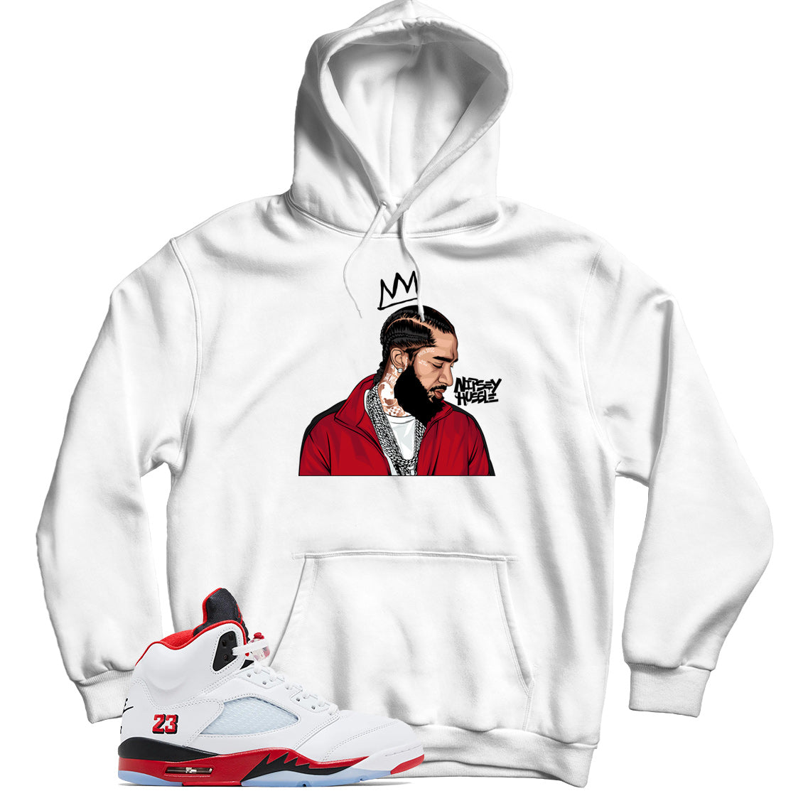 Jordan 5 Fire Red Black Tongue Hoodie