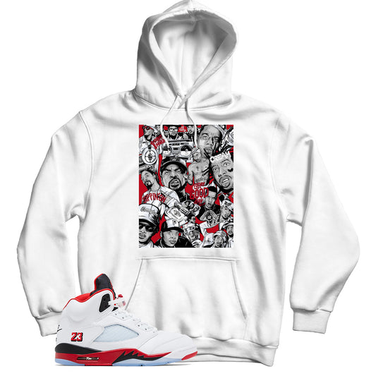 Hoodie Match Jordan 5 Fire Red Black Tongue
