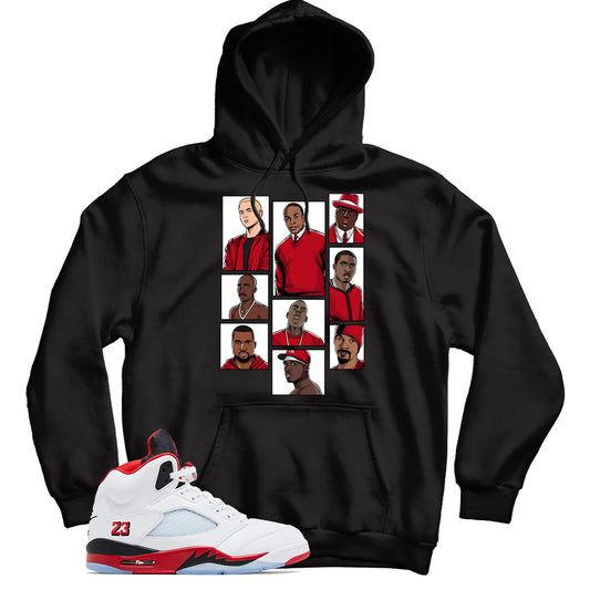 Hoodie Match Jordan 5 Fire Red Black Tongue