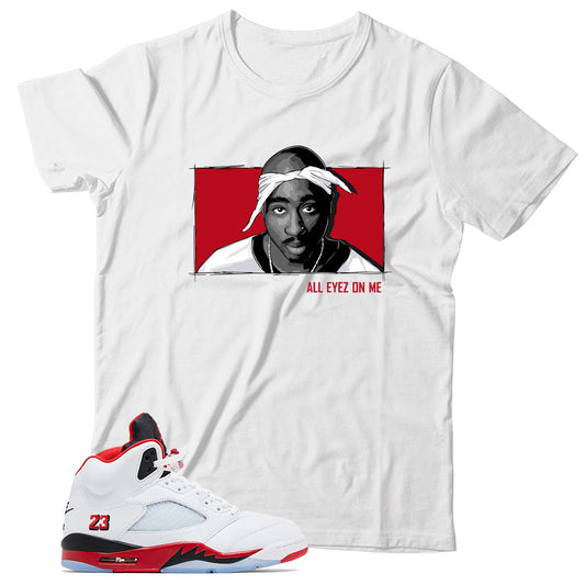 Shirt Match Jordan 5 Fire Red Black Tongue