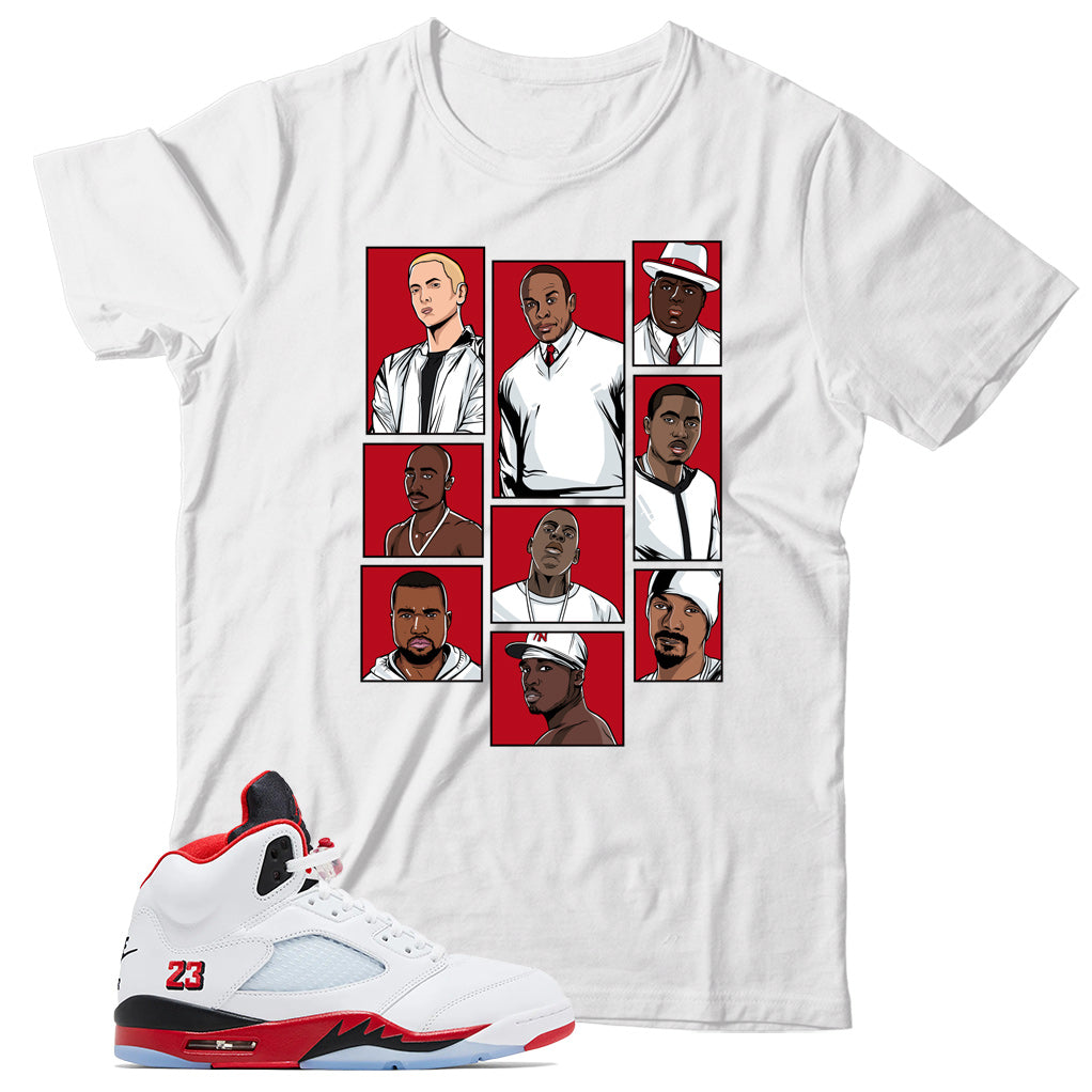 Jordan 5 Fire Red Black Tongue Shirt
