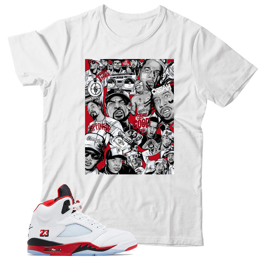 Shirt Match Jordan 5 Fire Red Black Tongue