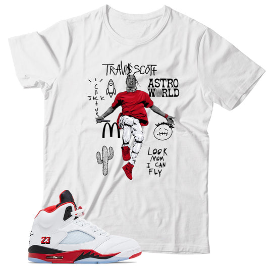 Shirt Match Jordan 5 Fire Red Black Tongue