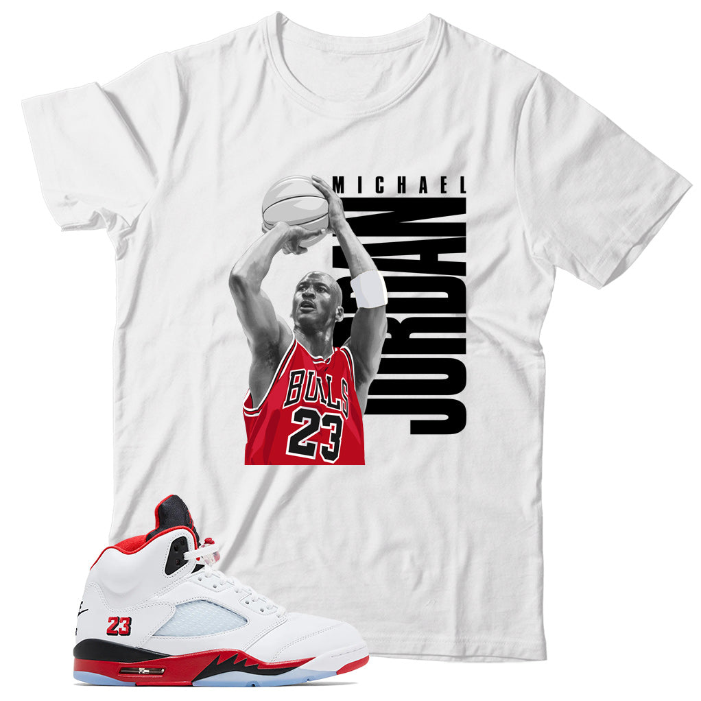 Jordan 5 Fire Red Black Tongue Shirt