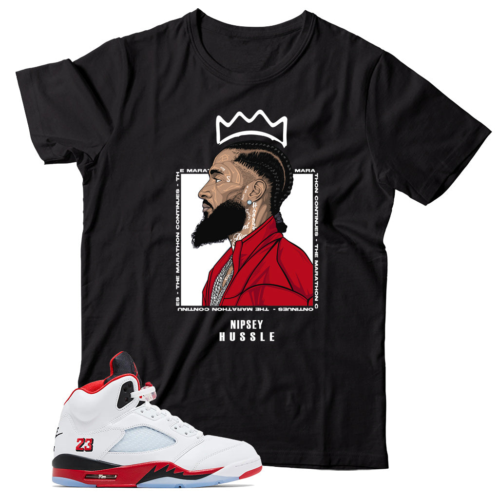 Jordan 5 Fire Red Black Tongue Shirt