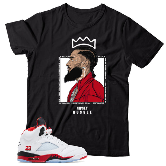 Jordan 5 Fire Red Black Tongue Shirt