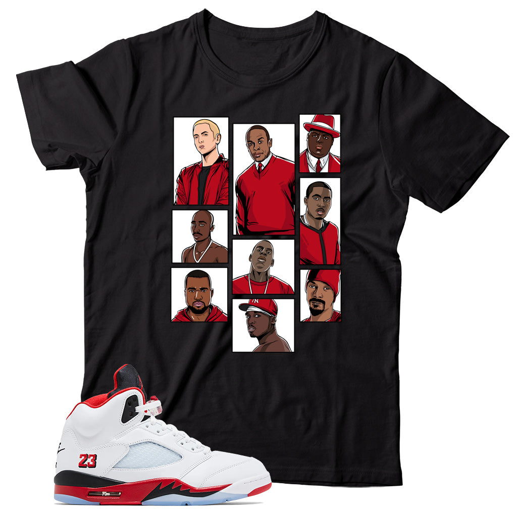 Jordan 5 Fire Red Black Tongue Shirt