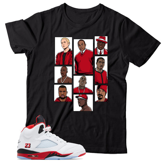 Jordan 5 Fire Red Black Tongue Shirt