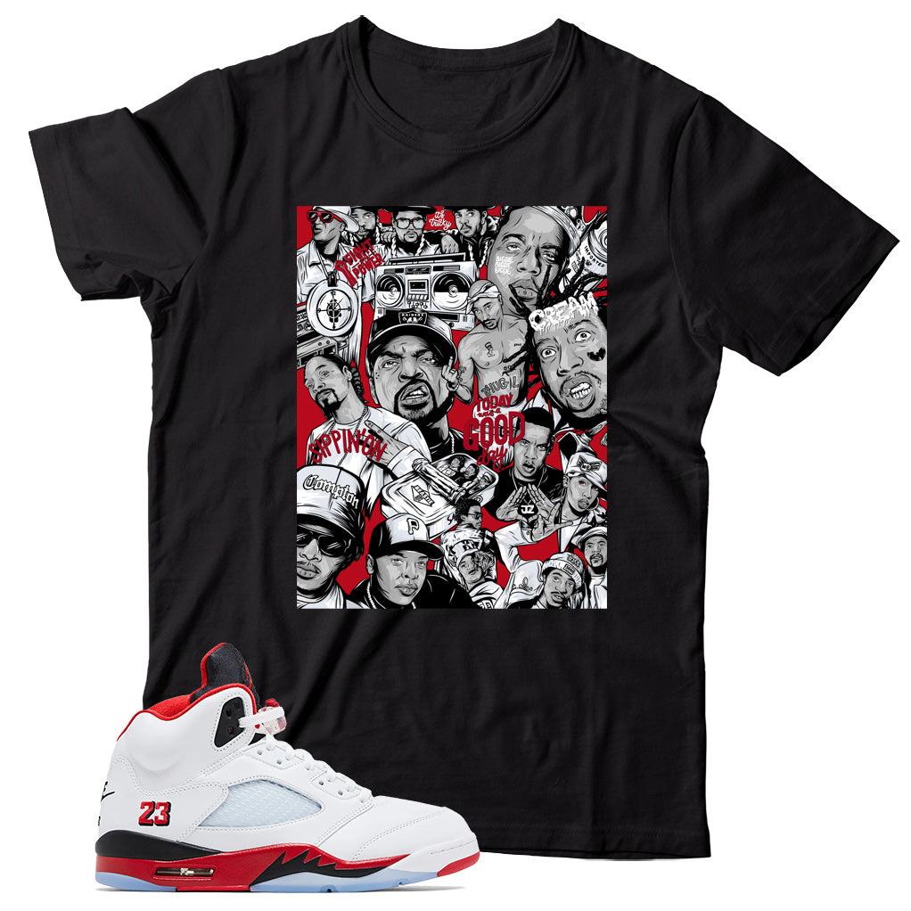 Jordan 5 Fire Red Black Tongue Shirt