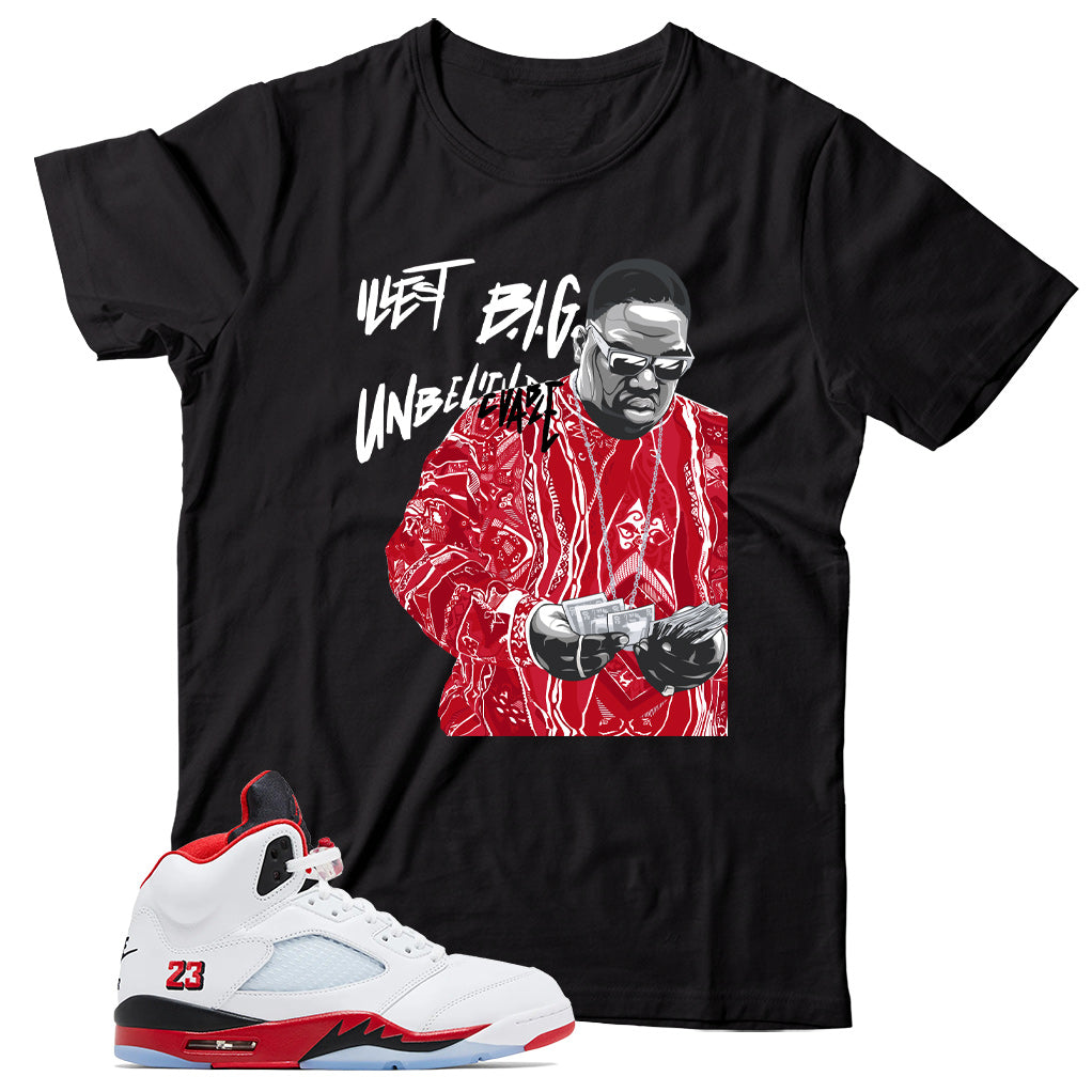 Shirt Match Jordan 5 Fire Red Black Tongue