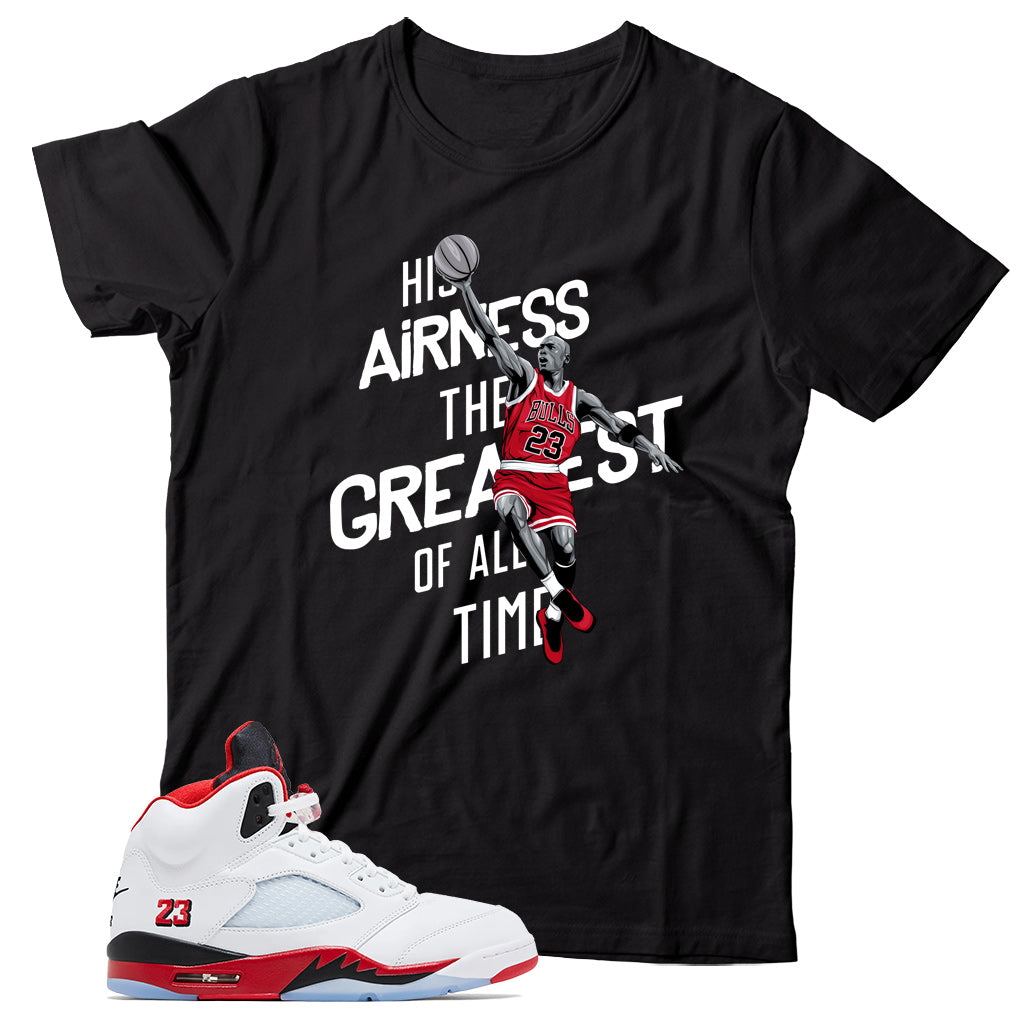 Shirt Match Jordan 5 Fire Red Black Tongue