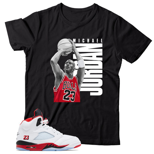 Shirt Match Jordan 5 Fire Red Black Tongue