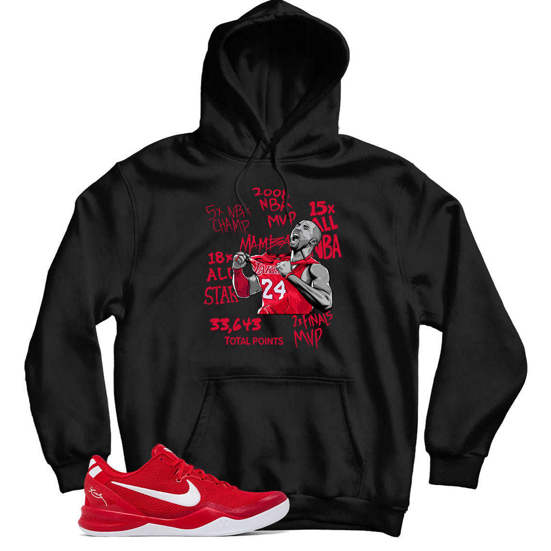 Kobe 8 Protro University Red hoodie